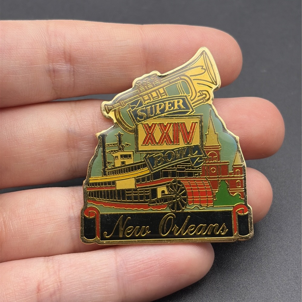Super Bowl XXIV NFL San Francisco 49ers Denver Broncos New Orleans Lapel Hat Pin
